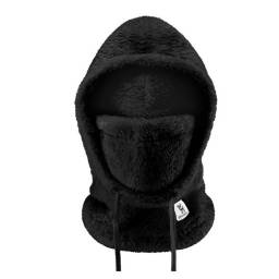 Pasamonta�a Cuello Tejido Peludo Gorro Abrigo Moto Invierno Qunature NEGRO
